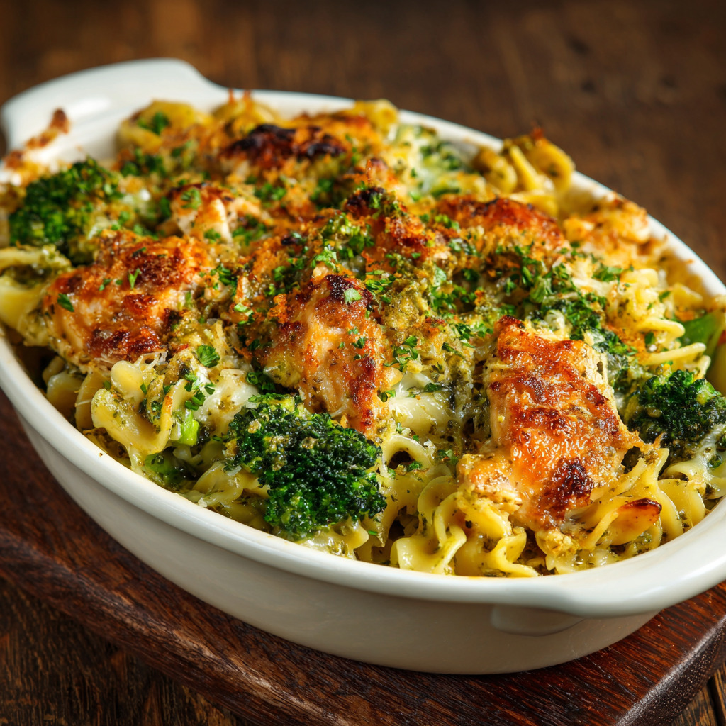 Pesto Chicken & Broccoli Pasta Bake