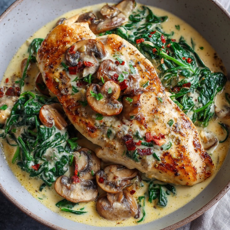 Creamy Mushroom & Spinach Chicken - Creamy Mushroom Spinach Chicken