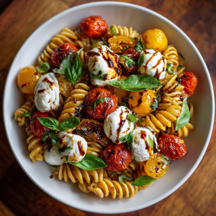 Tomato Confit Caprese Pasta Salad - Tomato Confit Caprese Pasta Salad