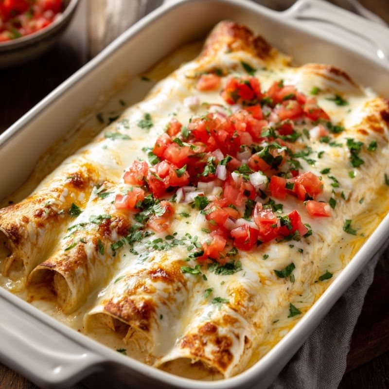 Mouthwatering Cheesy Chicken Enchiladas With Creamy Sauce