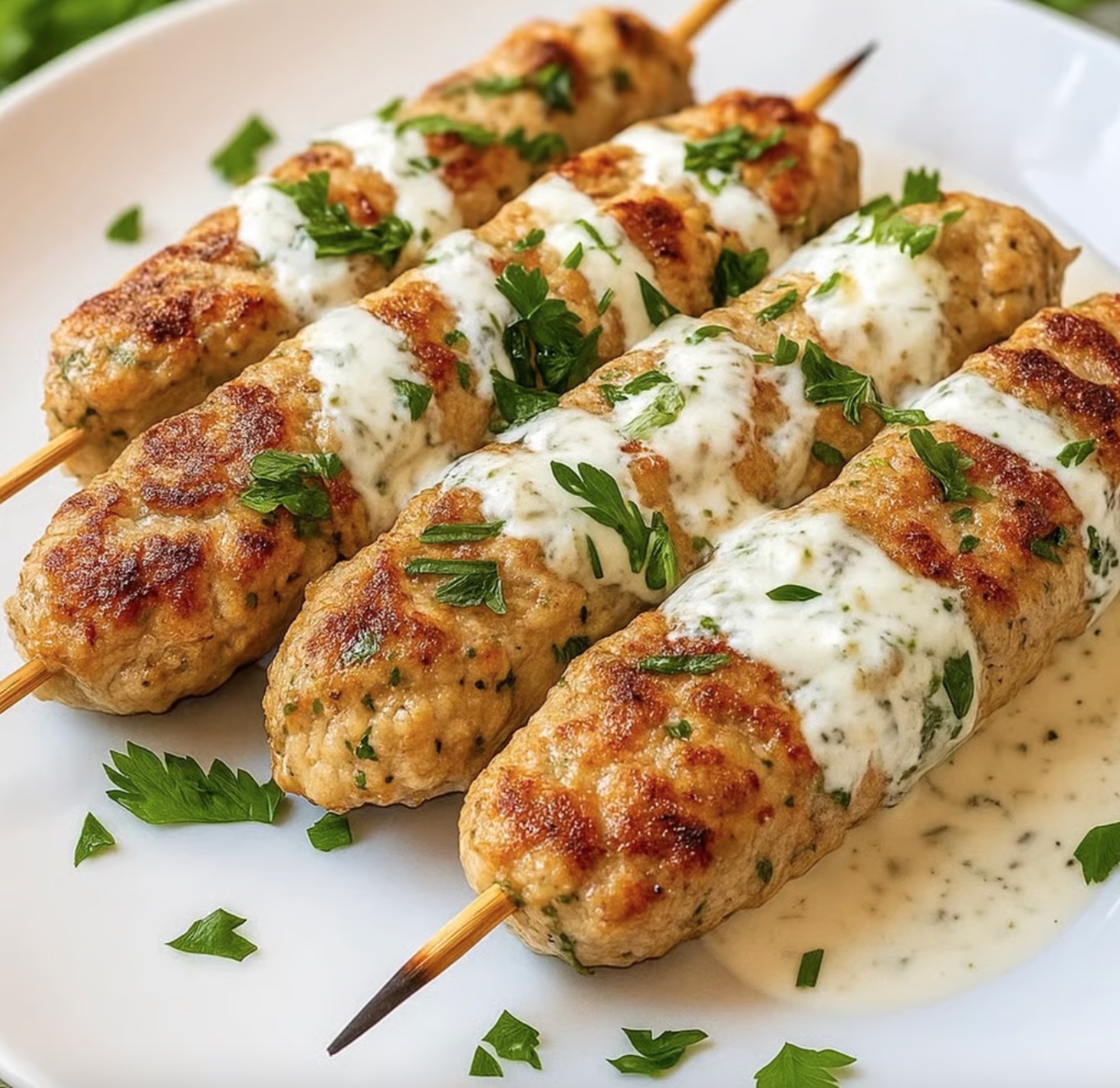 Aromatic Chicken Kofta With Garlic Yogurt Sauce