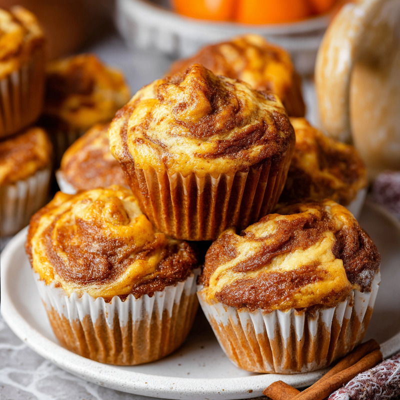 Decadent Pumpkin Swirl Muffins