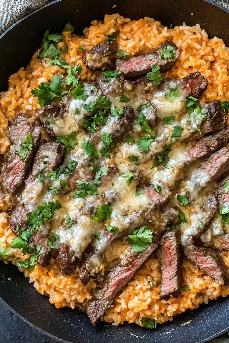 Loaded Steak Queso Rice