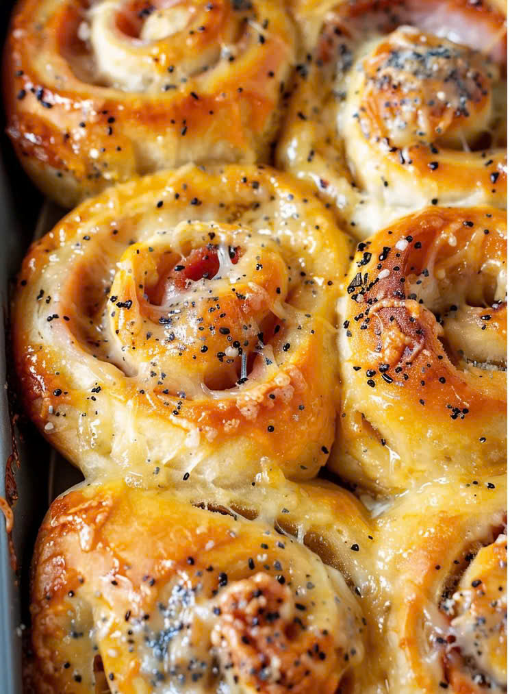 Delicious Baked Ham And Cheese Rolls With Honey Mustard Sauce