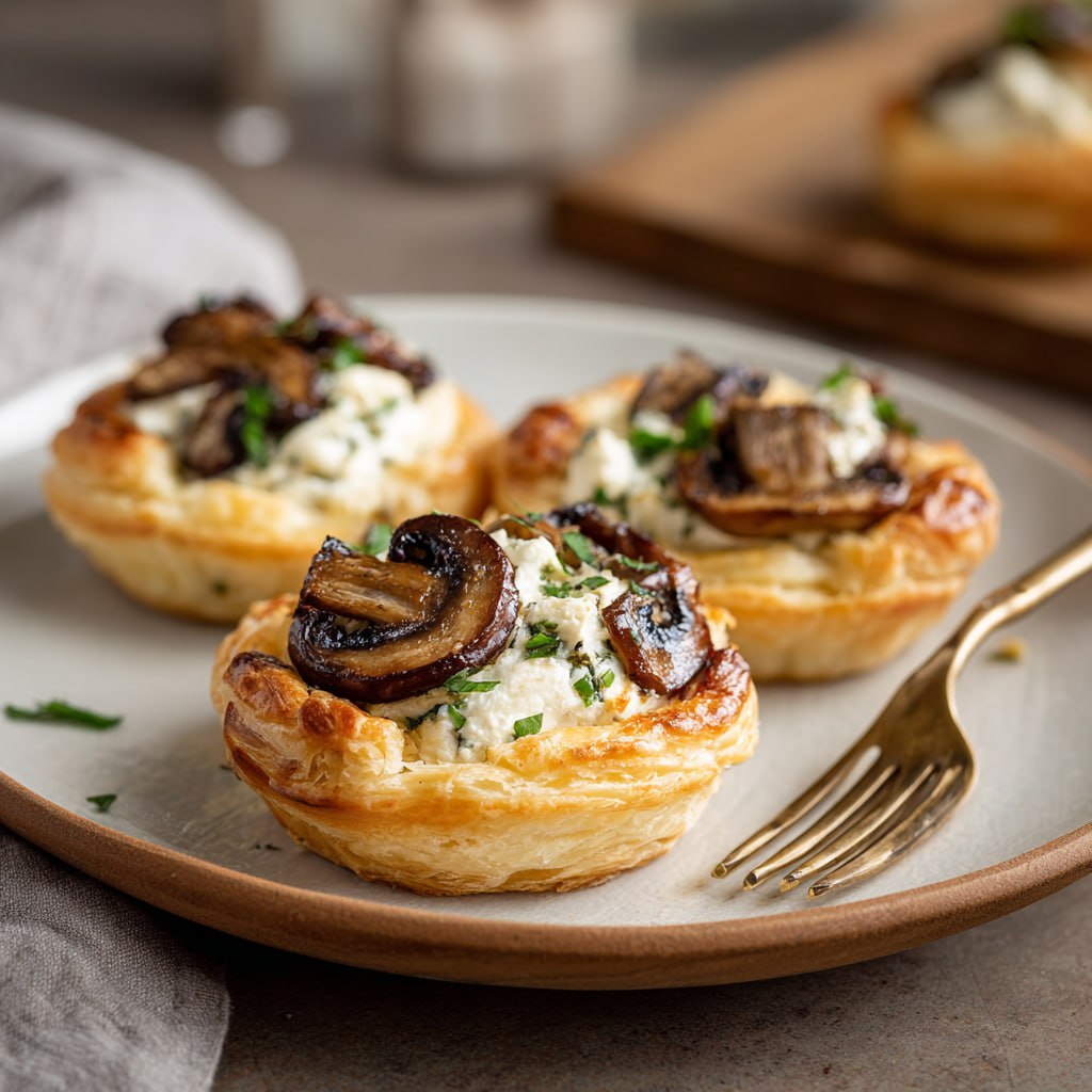Flaky Mushroom Goat Cheese Tarts