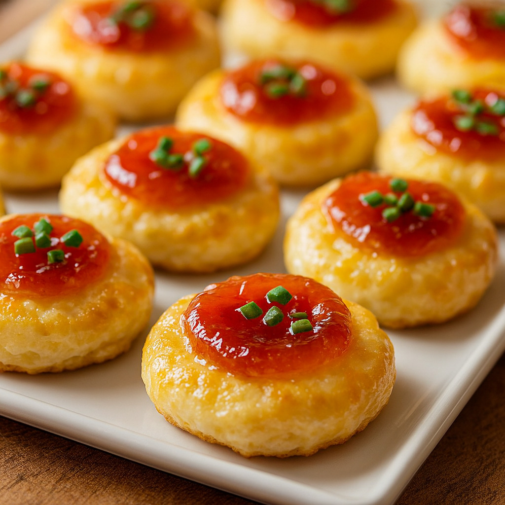 Festive Cheesy Thumbprint Appetizers with Hot Pepper Jelly