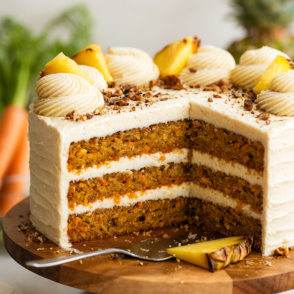 Fluffy Pineapple Carrot Cream Cake