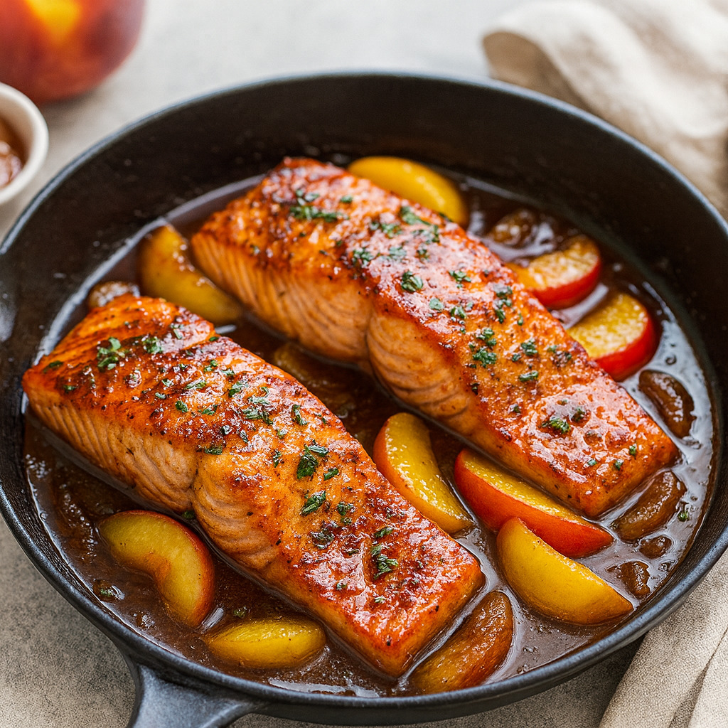Savory Bourbon Peach Roasted Salmon - PP178 Thumb Savory Bourbon Peach Roasted Salmon Recipe