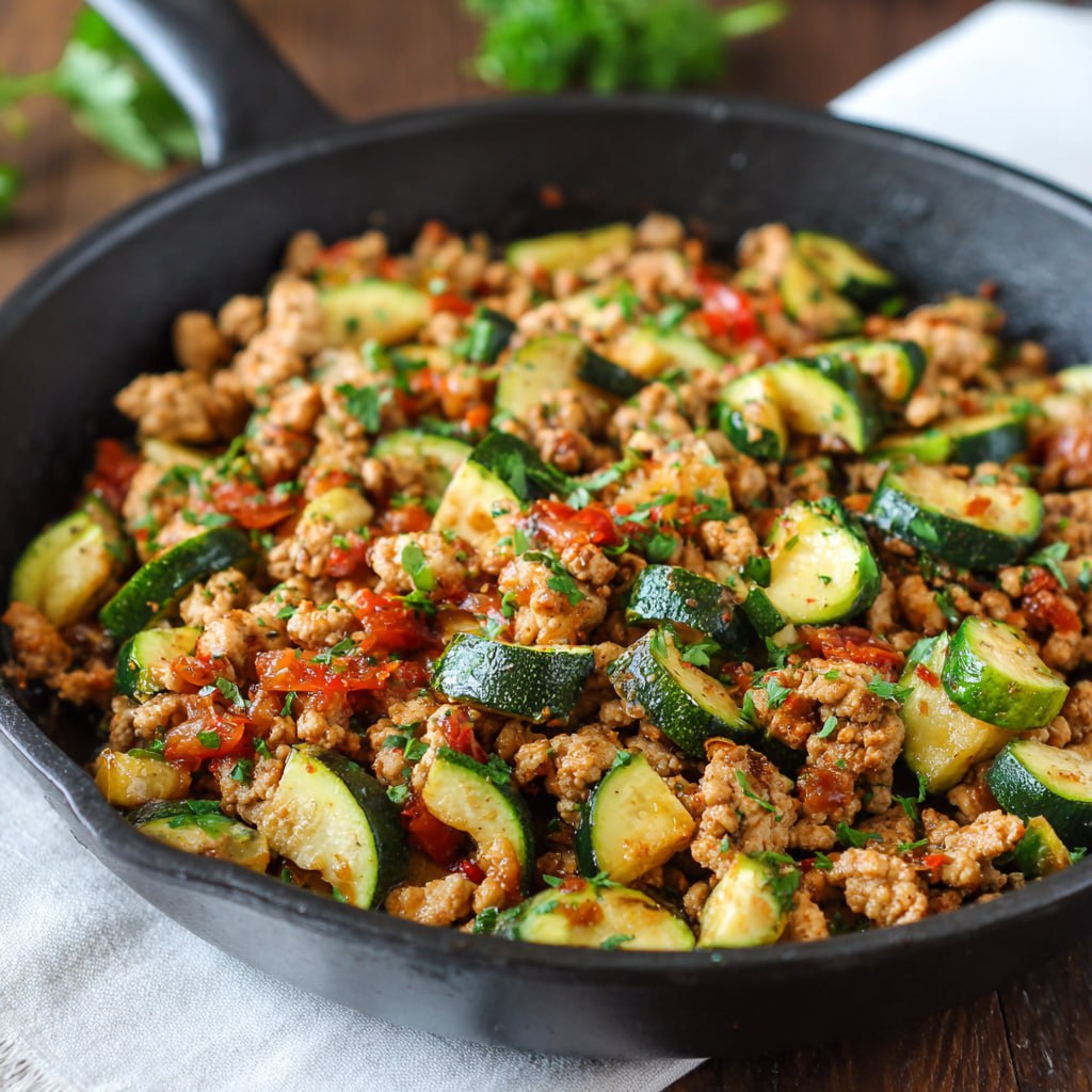 Delicious Ground Turkey And Zucchini Skillet - PP180 Thumb Delicious Ground Turkey And Zucchini Skillet Recipe