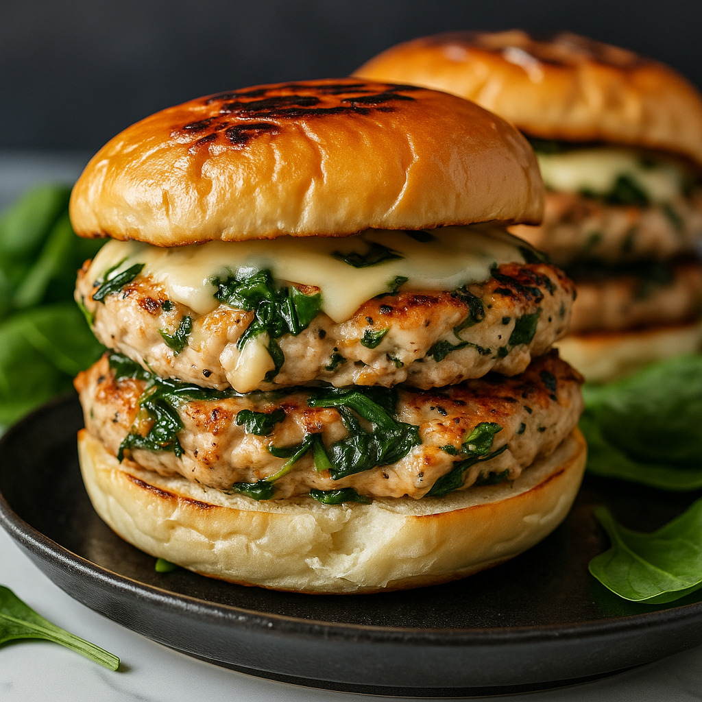 Flavorful White Cheddar and Spinach Chicken Burgers - PP182 Thumb Flavorful White Cheddar And Spinach Chicken Burgers