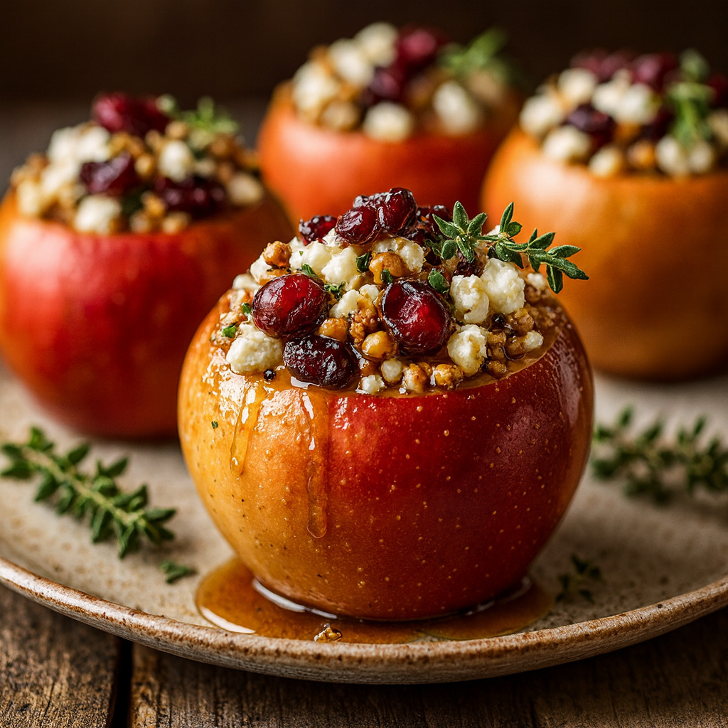 Elegant Baked Apples With Feta, Honey, And Cranberries