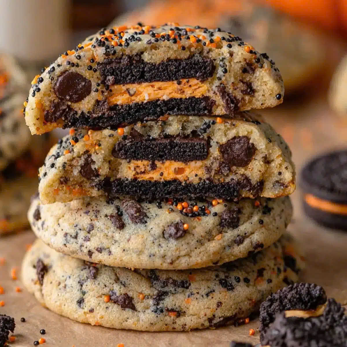 Ultimate Halloween Oreo Stuffed Chocolate Chip Cookies
