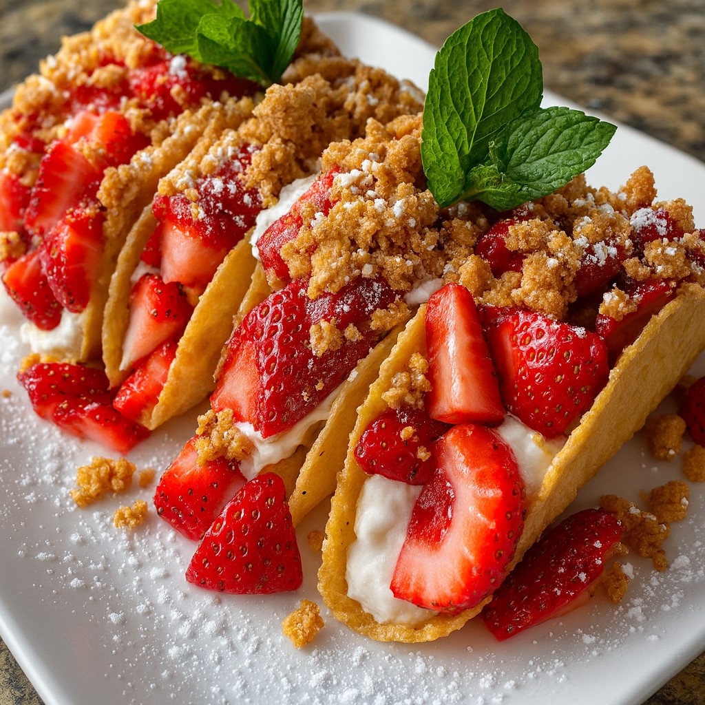 Irresistible Strawberry Crunch Cheesecake Tacos