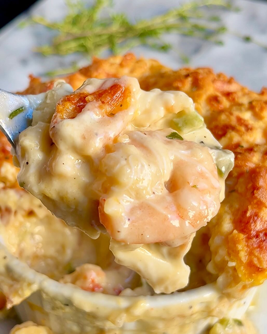 Indulgent Cheddar Bay Biscuit Seafood Pot Pie