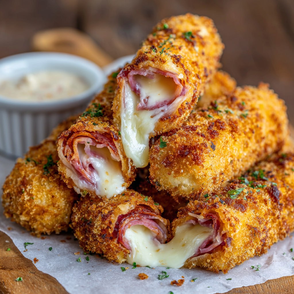 Crunchy Ham Mozzarella Sticks