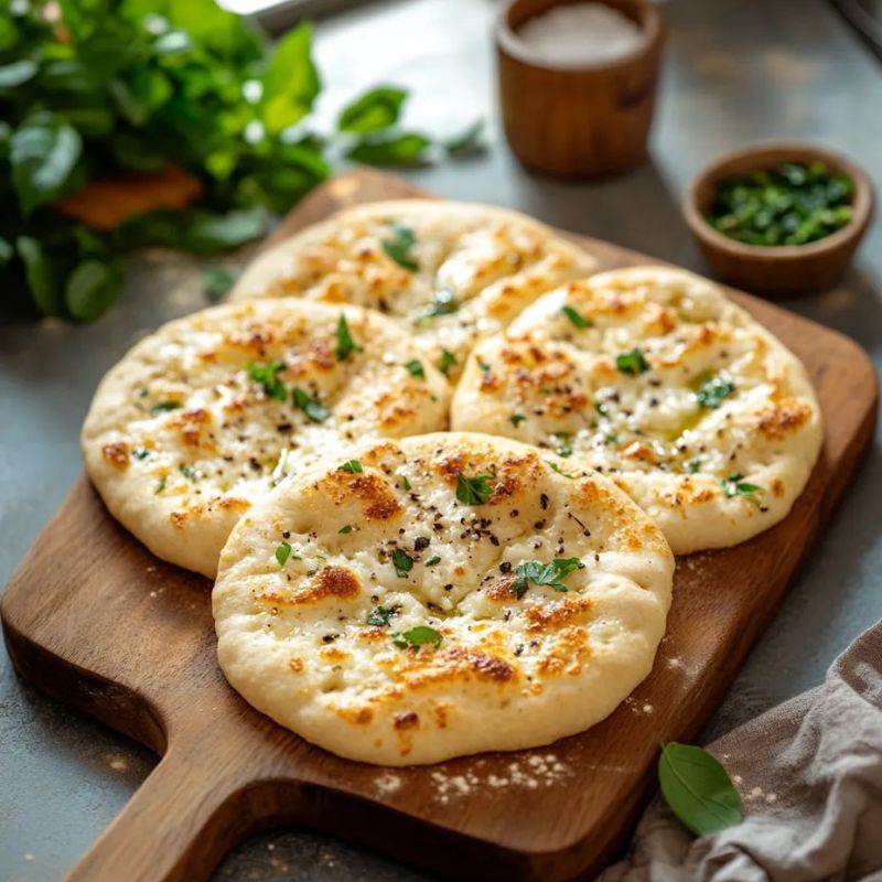 Savory Cottage Cheese Garlic Naan (No Yeast)