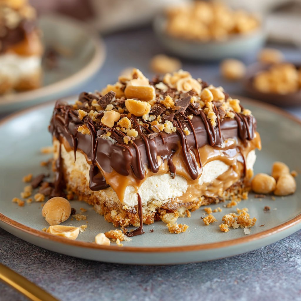 Easy No Bake Peanut Butter Delight - PP319 Thumb Easy No Bake Peanut Butter Delight Recipe