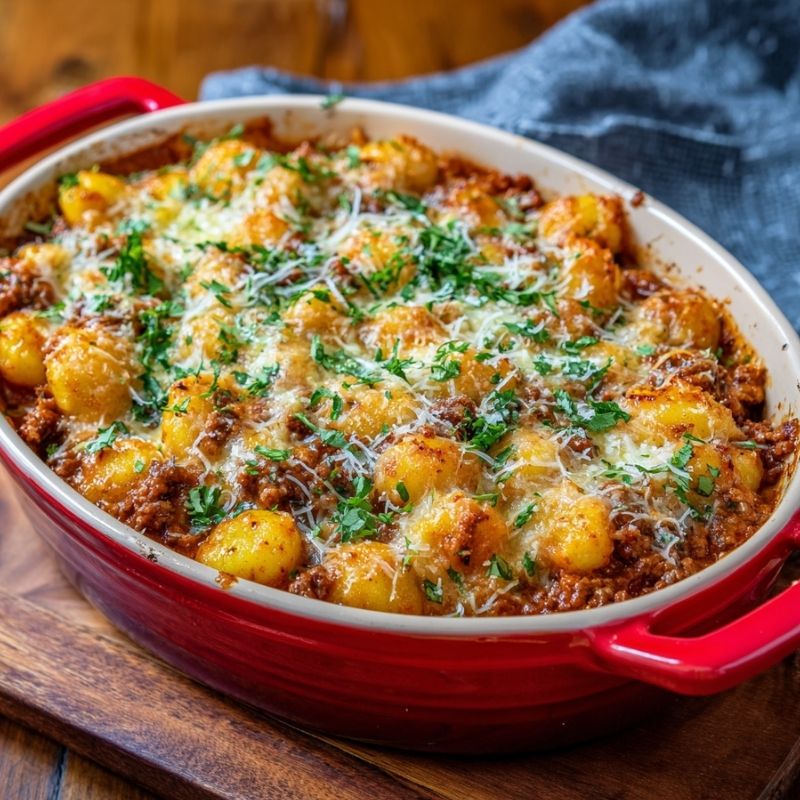 Cheesy Bolognese Gnocchi Bake