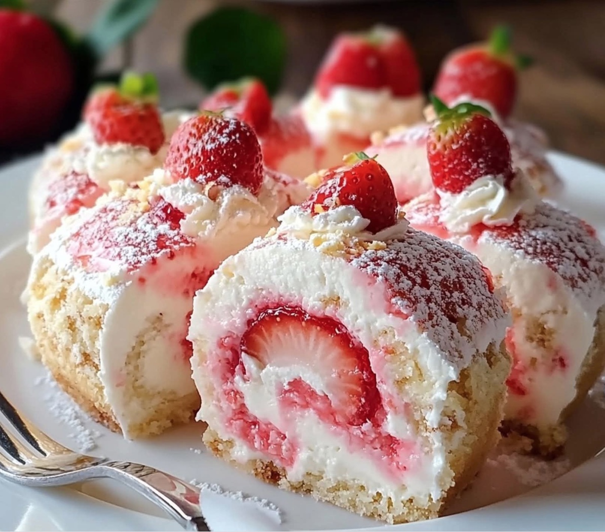 Sweet Strawberry Cheesecake Roll