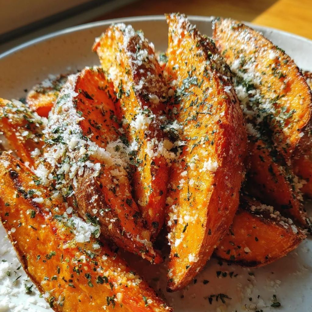 Mouthwatering Garlic Parmesan Sweet Potato Wedges - PP395 Thumb Mouthwatering Garlic Parmesan Sweet Potato Wedges Recipe