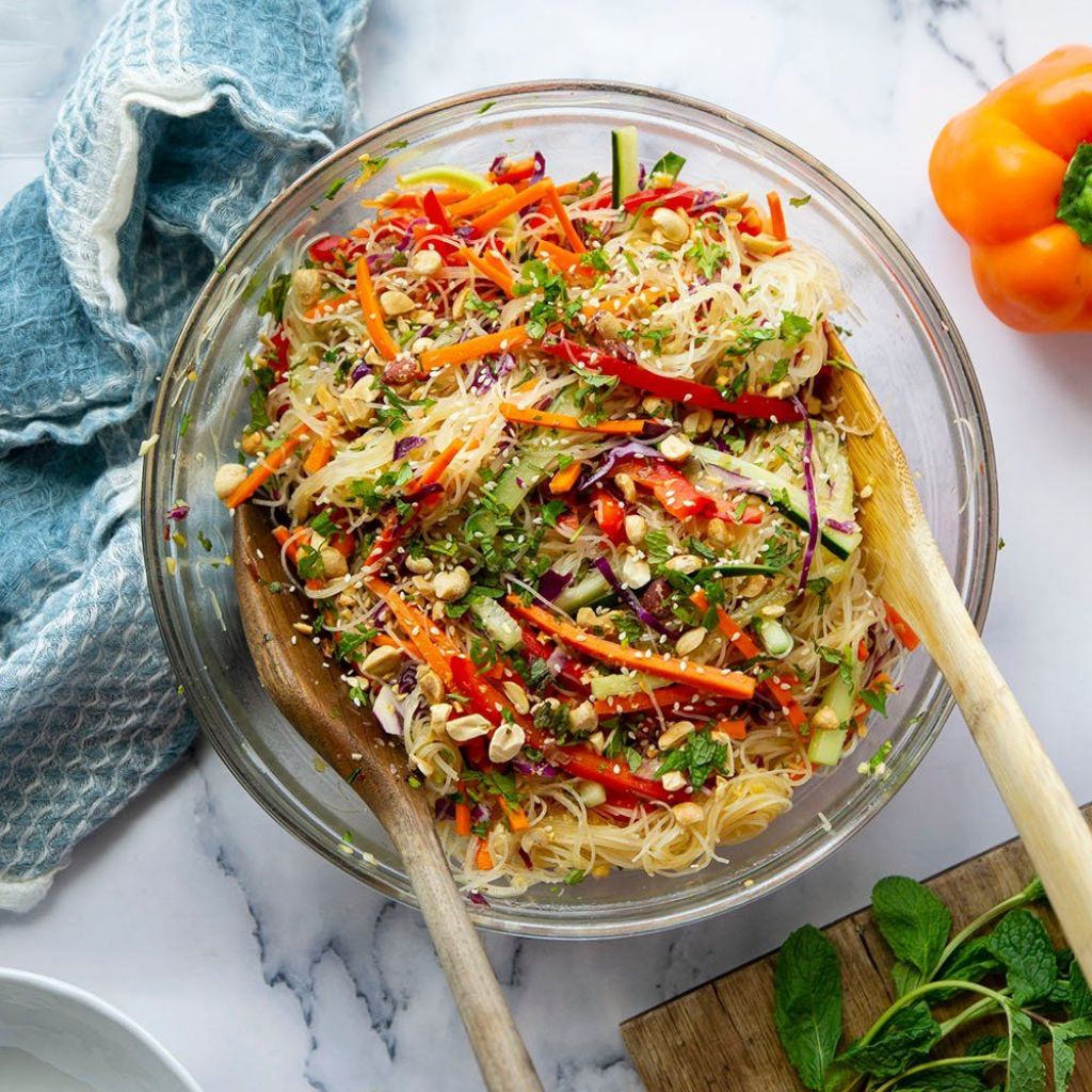 Fresh Spring Roll Salad With Spicy Ginger Dressing