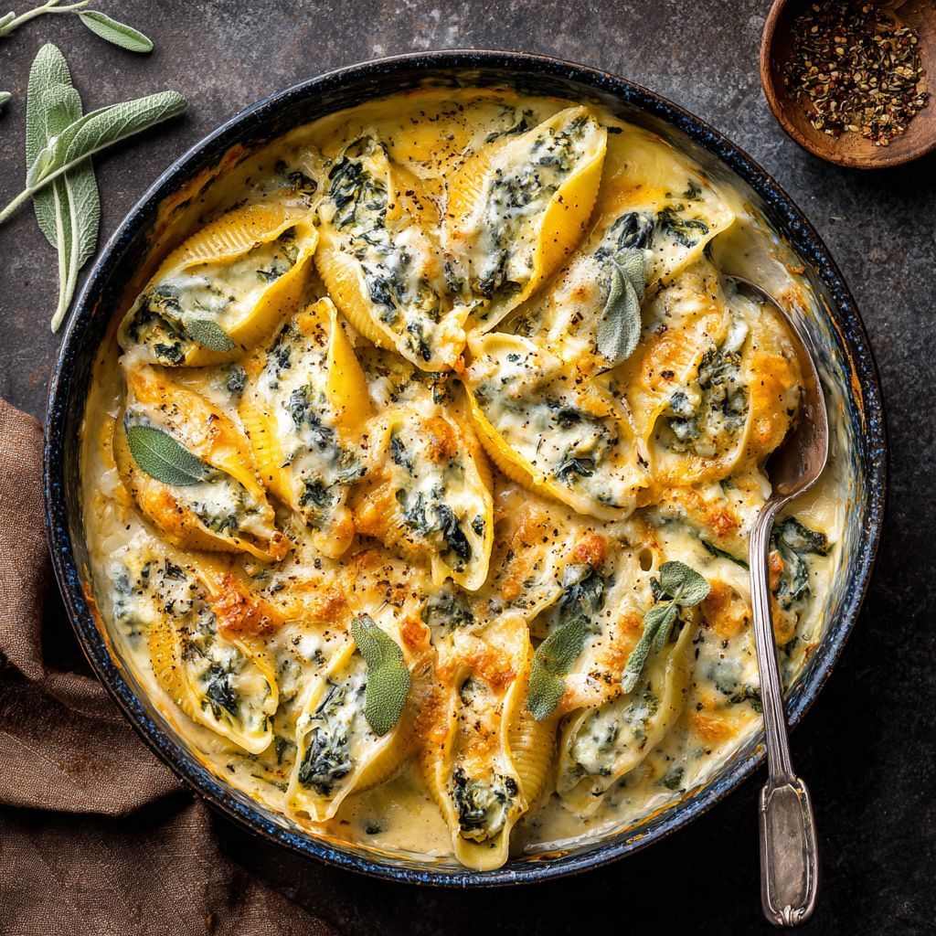 Savory Pumpkin Gouda Stuffed Shells With Alfredo Sauce