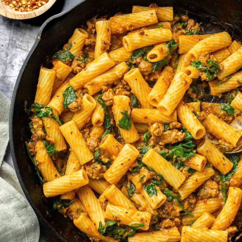 Comforting Butternut Squash Pasta With Sausage And Spinach