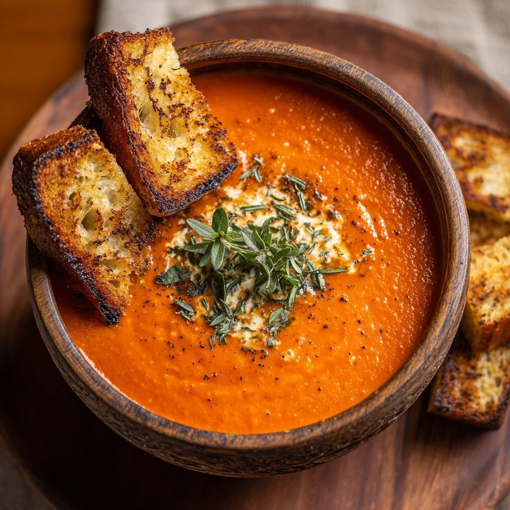 Luscious Roasted Red Pepper Gouda Soup