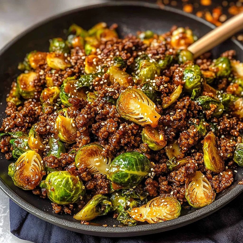 Quick Ground Beef And Brussels Sprouts