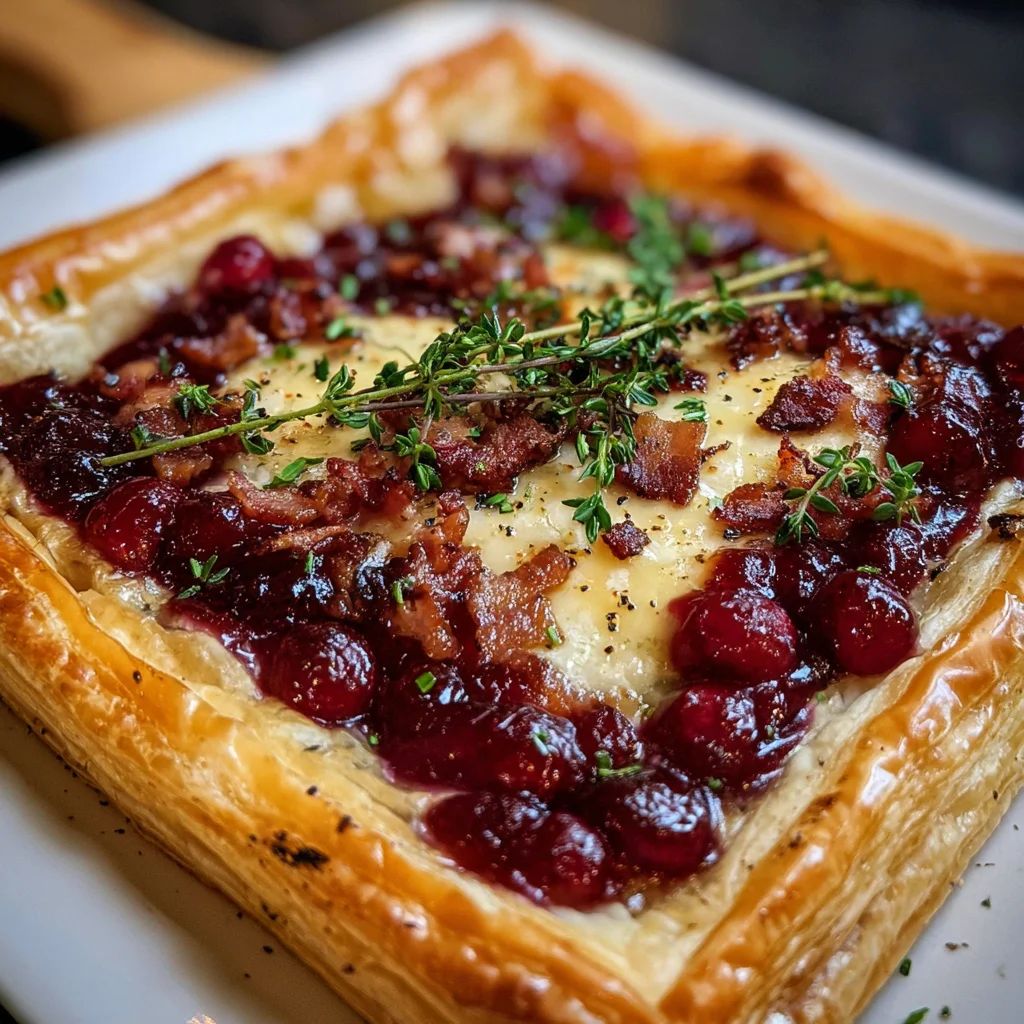 Rustic Cranberry Brie Tart With Pancetta And Thyme