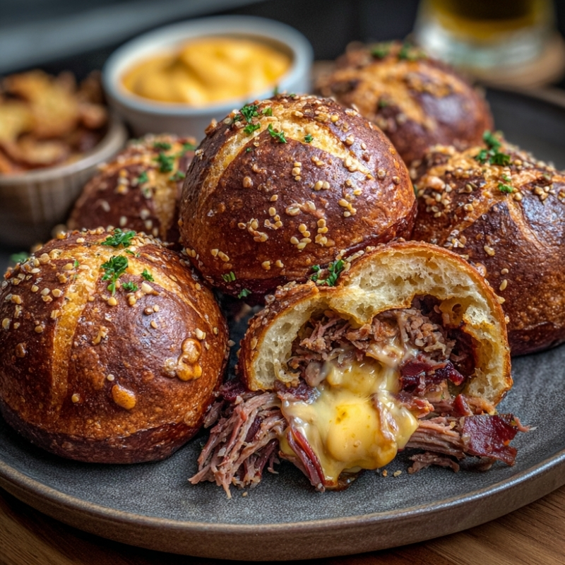 Gooey Smoked Brisket And Beer Cheese Pretzel Bombs - PP497 Thumb Gooey Smoked Brisket And Beer Cheese Pretzel Bombs