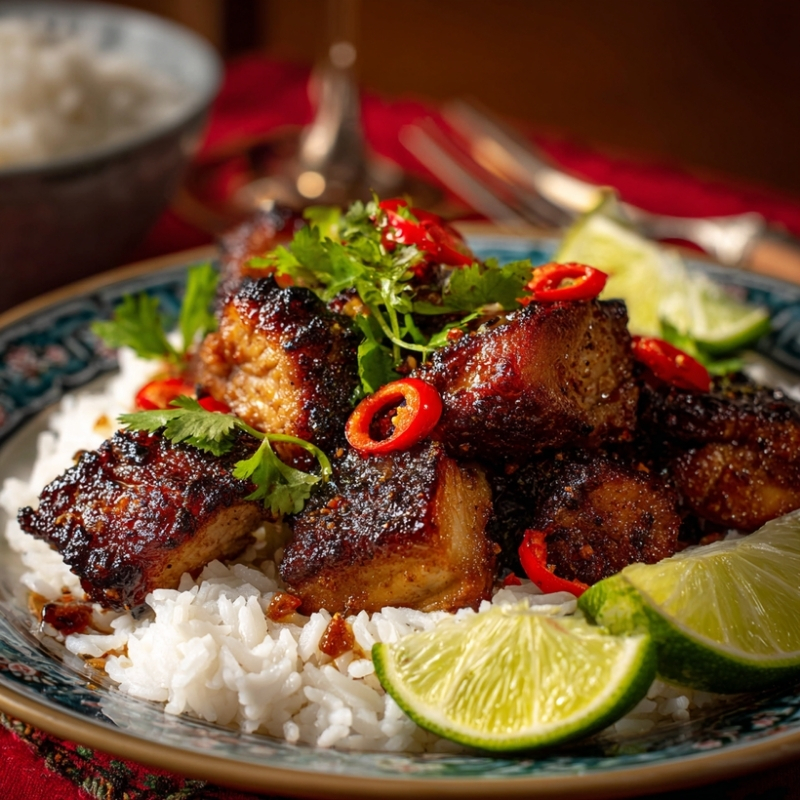 Flavorful Ginger Lime Pork With Coconut Rice