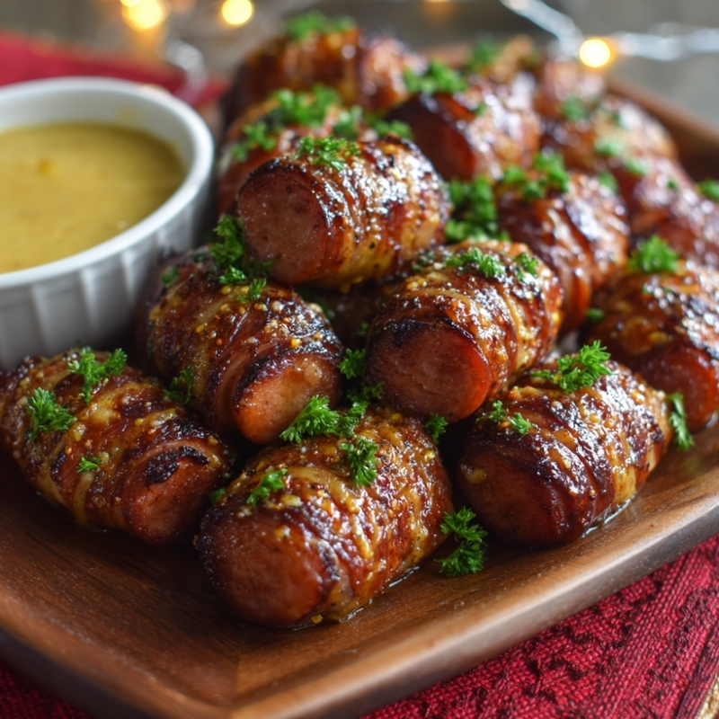 Glazed Mustard Hasselback Kielbasa Bites - PP506 Thumb Glazed Mustard Hasselback Kielbasa Bites