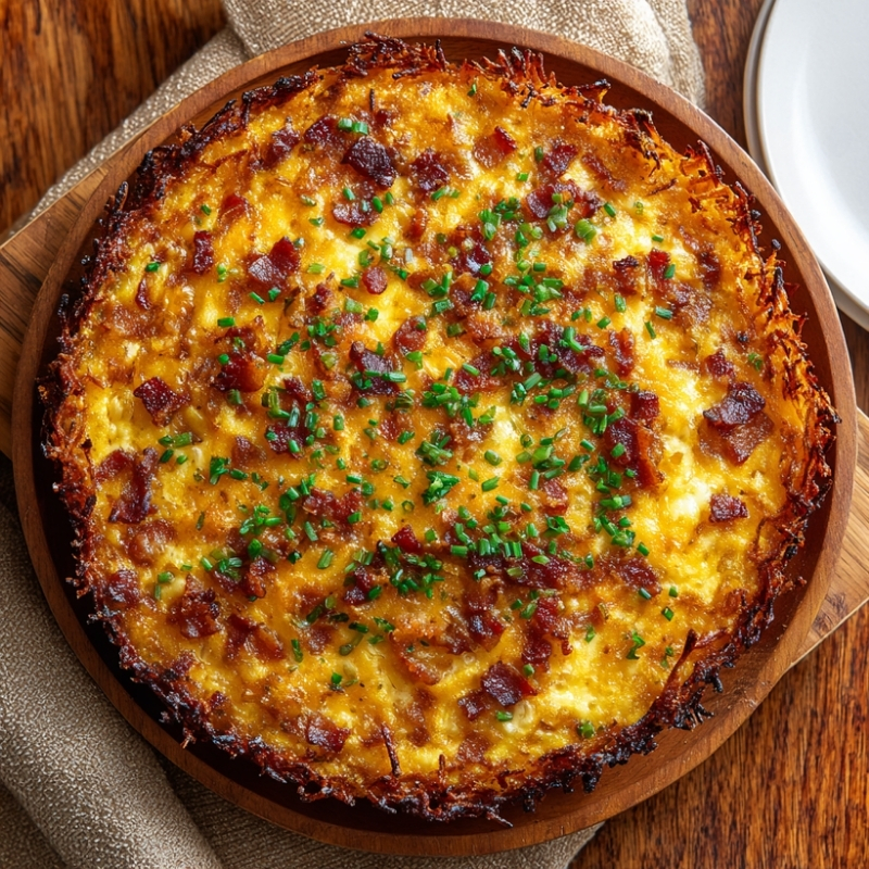 Golden Hash Brown Crust Bacon and Cheddar Quiche