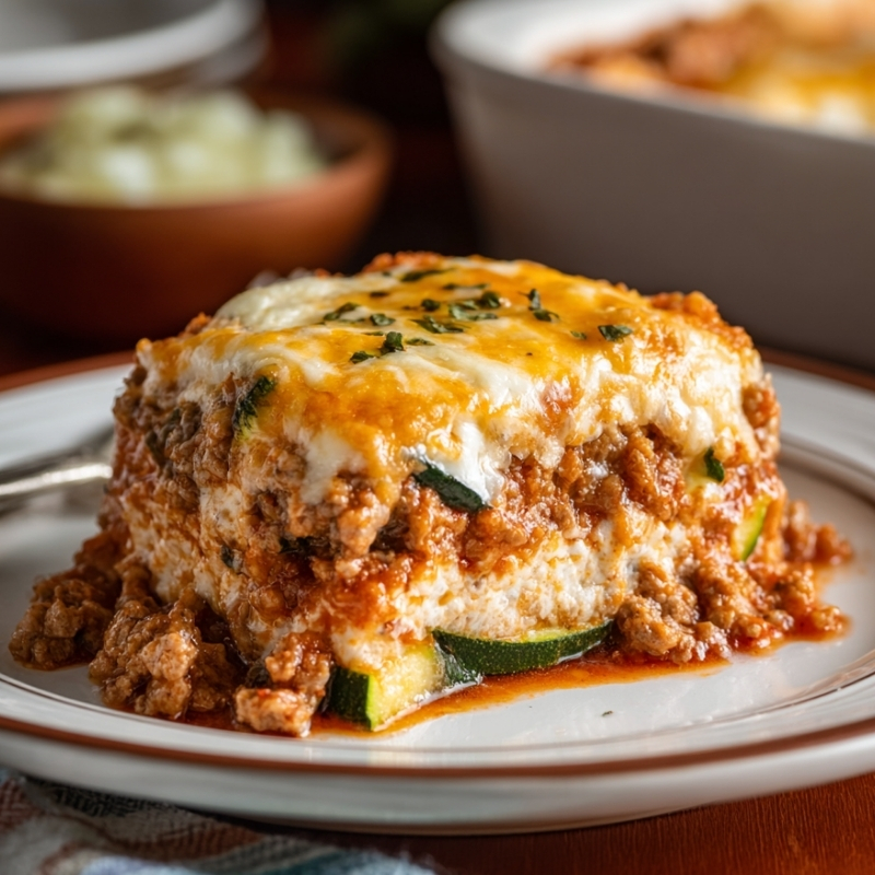 Savory Ground Turkey Zucchini Casserole