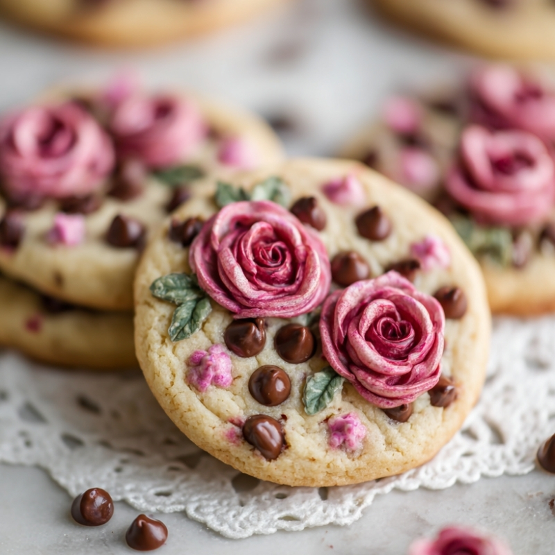 Delicate Rose Chocolate Chip Cookies
